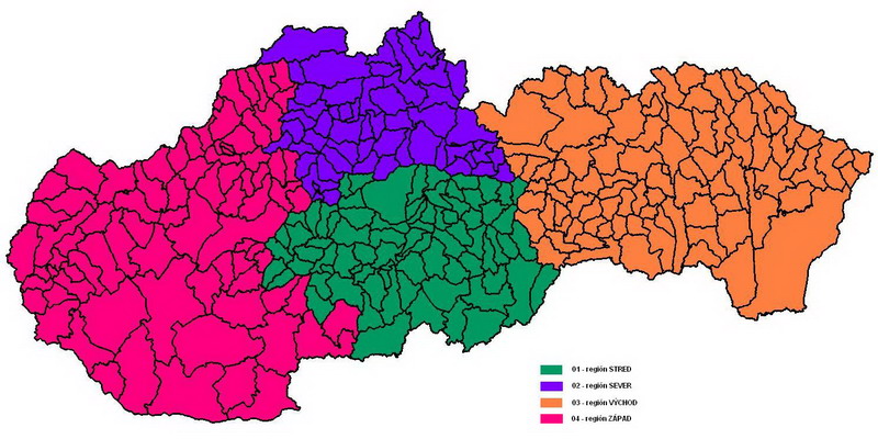 mapa regionov
